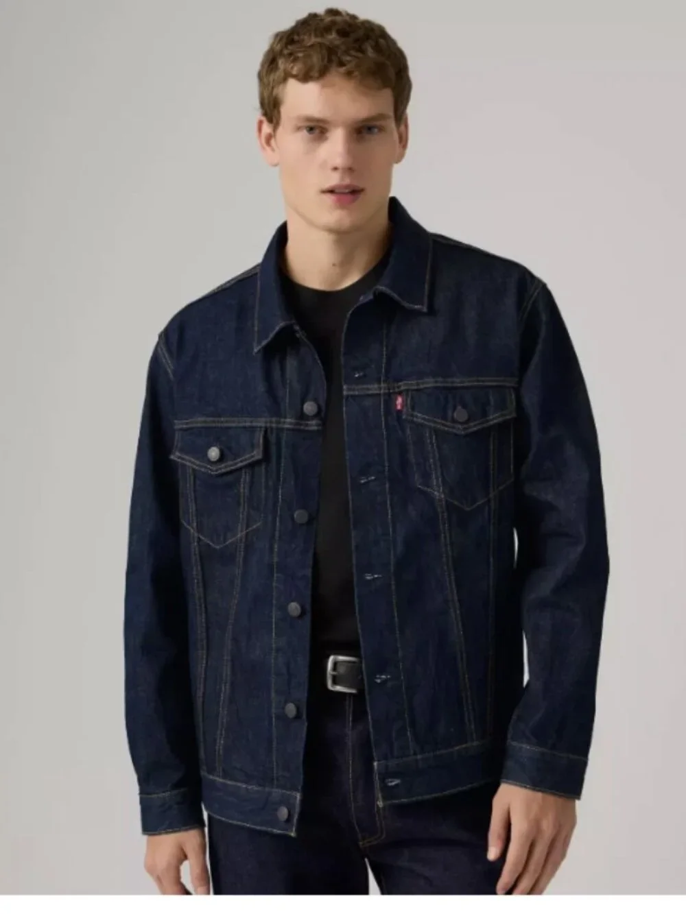Levi's Premium Men's Trucker Denim Jacket Relaxed Dark Wash 100% Cotton Size L